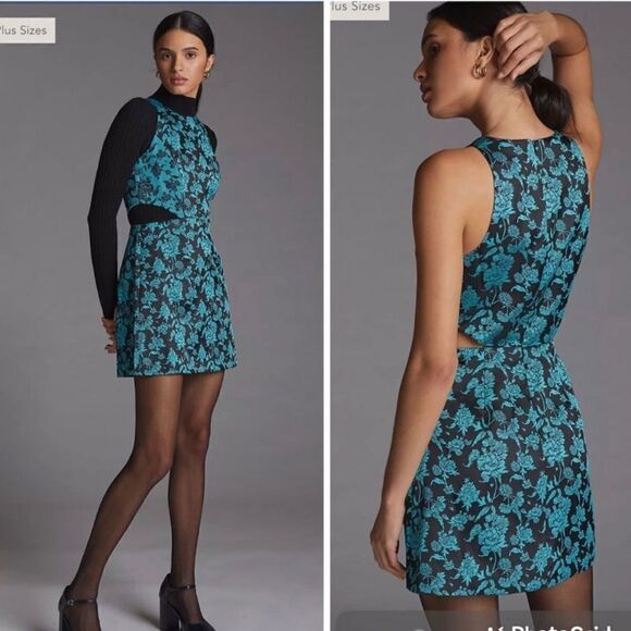 NWT Hutch Floral Jacquard Cut-Out Mini Dress Size 14 - Picture 1 of 14